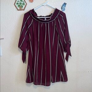 Women's Burgundy Striped Top